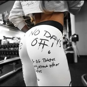 Leggings with inspiration quotes White